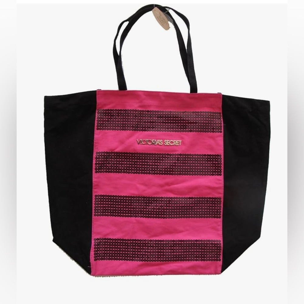 Victoria's Secret Bold Pink and Black Tote